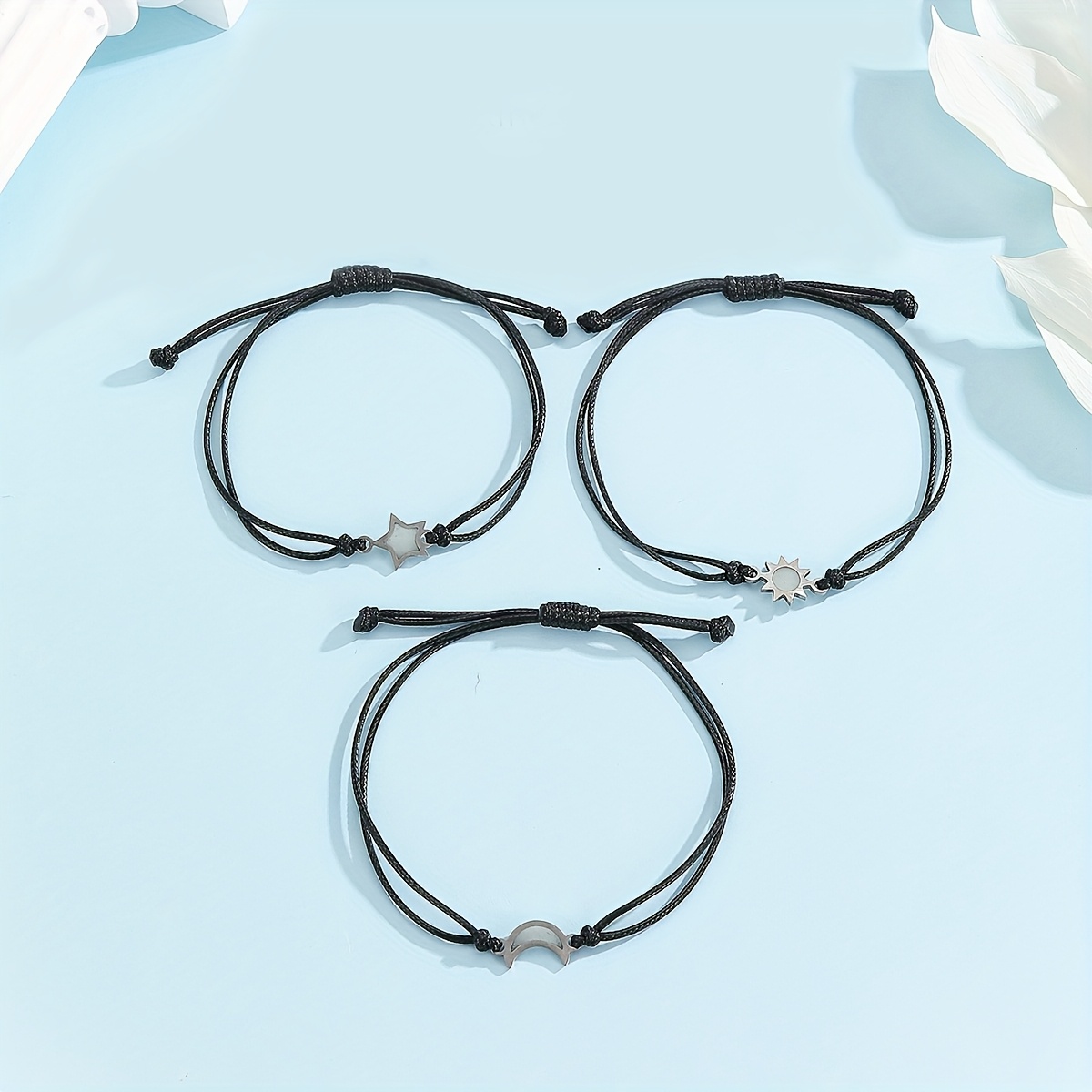 3pcs Luminous Sun Star Hand-Woven Bracelet Set